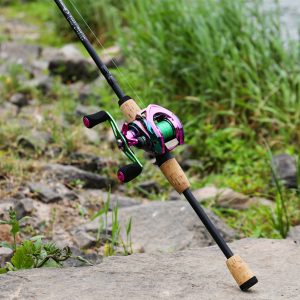 Sougayilang Fishing Rod & Reel Set: 2-Section 180Cmu002F5.91Ft Cork Handle Fishing Rod with 12+1BB Colorful Spinning Reel, Fish Line, And Assorted Fishing Bait (Bait Color Random)