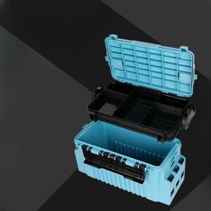 Large Capacity ABS Tackle Storage Box with Multifunctional Live Fish Container, Durable Fishing Tackle Box with Bait Storage