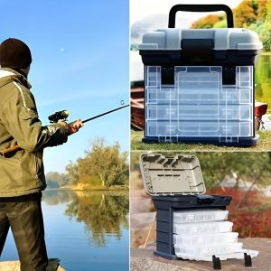 1pc Multifunctional Fishing Tackle Storage Boxu002FTackle Box, Perfect For Outdoor Fishing, Portable Storage Box For Organizing, Storing Fishing Hooks, Fishing Lures, Accessories And More