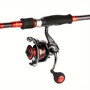 Carbon Fiber Fishing Rod and Reel Combo Set 2pc - Ambidextrous, Quick Action Bait Rod with Light Power & Spin Reel, Outdoor Sea Fishing Gear, EVA Grip - Uncharged