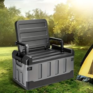 1pc Outdoor Camping Storage Box, Folding Storage Box Container, Can Be Changed Into A Seat, Outdoor Fishing Special Storage Box, Car Trunk Foldable Storage Box