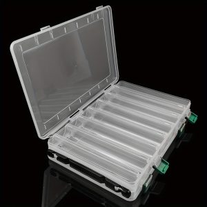 1pc Clear Double Sided Fishing Tackle Boxes, Fishing Lure Organized Case With 14 Compartments, Fishing Gear