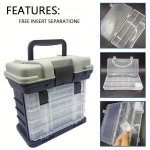 1pc 4-Layer Portable Fishing Tackle Box - Organize Your Fishing Gear with Ease! (Greenu002FYellowu002FOrangeu002FGrey)